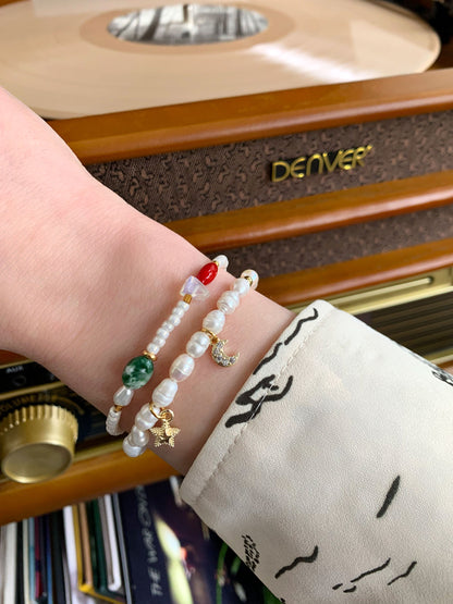 Witte kralen armband met steentjes