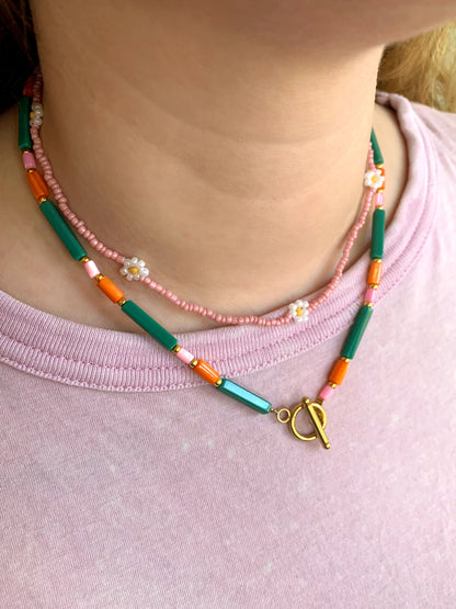 Zomerse statement ketting met slotje