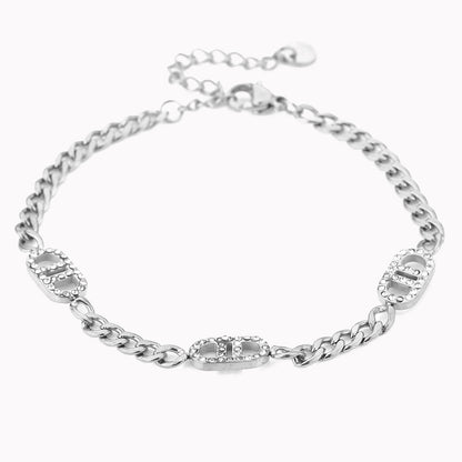 Schakelarmband Zilver Strass