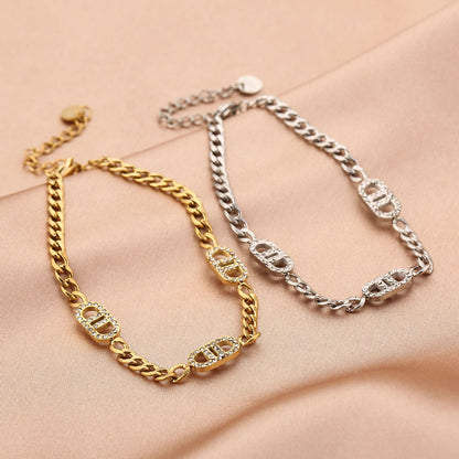 Schakelarmband Zilver Strass
