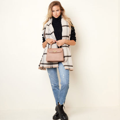 Geruite Sjaal Licht Beige