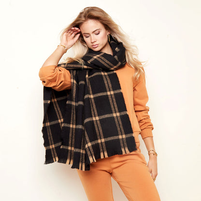 Zwarte Geruite Sjaal